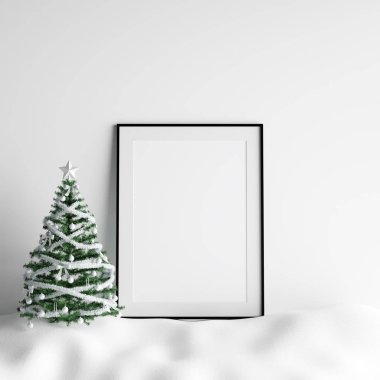 Poster çerçeve iç beyaz Noel Kış dekorasyonu kadar alay