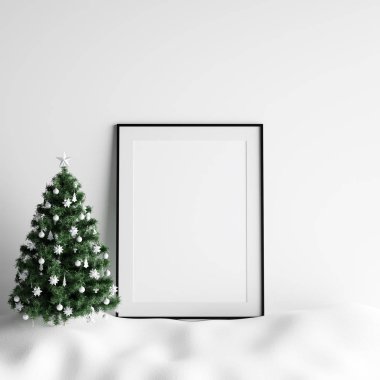 Poster çerçeve iç beyaz Noel Kış dekorasyonu kadar alay