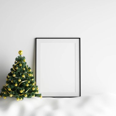 Poster çerçeve iç beyaz Noel Kış dekorasyonu kadar alay