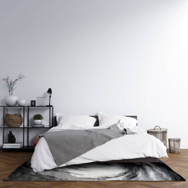 İç Yatak Odası Duvar Arka Plan Mockup