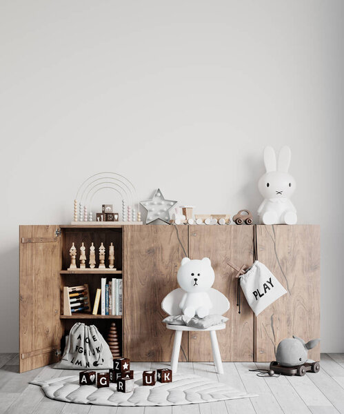 Интерьер детской комнаты Обои Фон Макияж - 3d иллюстрация, 3d рендеринг