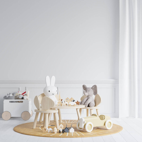 Интерьер детской комнаты Обои Фон Макияж - 3d иллюстрация, 3d рендеринг