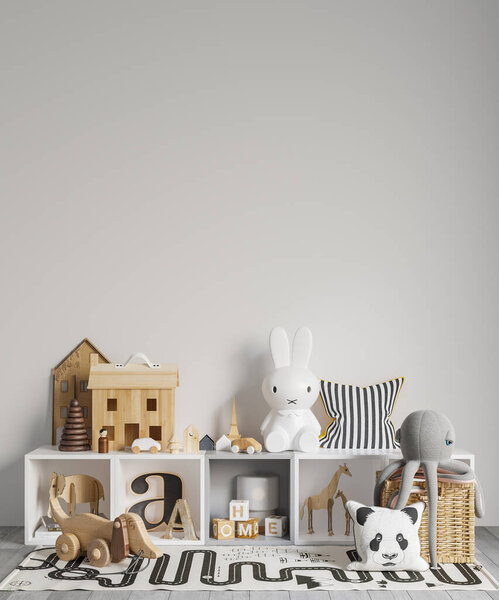 Интерьер детской комнаты Обои Фон Макияж - 3d иллюстрация, 3d рендеринг