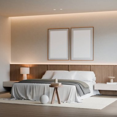 Modern Minimalist Japandi Yatak Odası İç Çerçeve Posteri Model