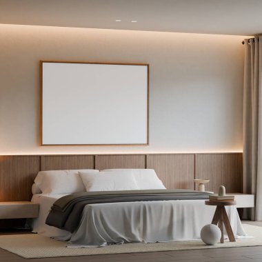Modern Minimalist Japandi Yatak Odası İç Çerçeve Posteri Model