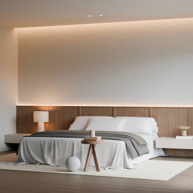 Modern Minimalist Japandi Yatak Odası İç Çerçeve Posteri Model