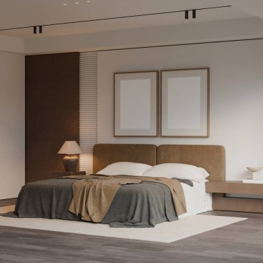 Modern Minimalist Yatak Odası İç Duvar Çerçeve Posteri Model