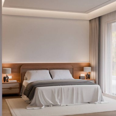 Modern Minimalist Japandi Yatak Odası İç Çerçeve Posteri Model