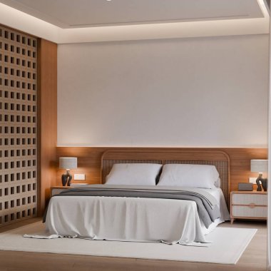 Modern Minimalist Japandi Yatak Odası İç Çerçeve Posteri Model