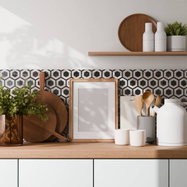 modern kitchen interior in scandinavian style, 3 d rendering