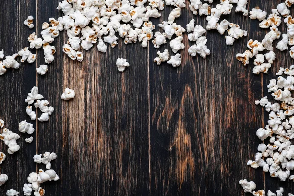 White Popcorn Dark Vintage Wooden Background — Stock Photo, Image