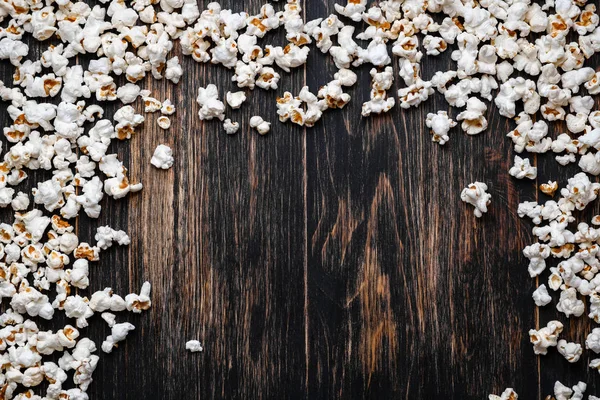 White Popcorn Dark Vintage Wooden Background — Stock Photo, Image