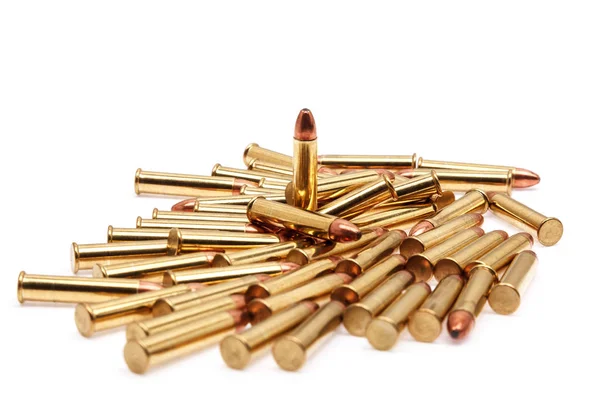 Small Caliber Rifle Cartridges Isolated White Background — Stock Photo, Image