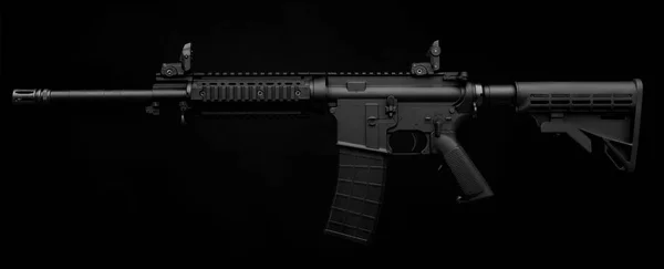 Zbraň Puška Izolované Černém Pozadí — Stock fotografie