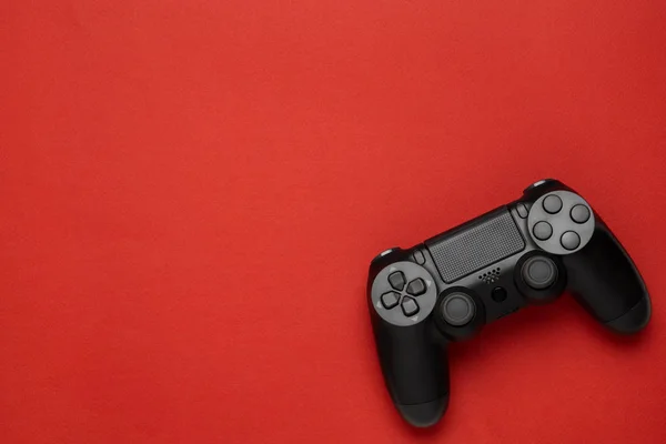 Manette Noire Sur Fond Rouge Concept Jeu — Photo