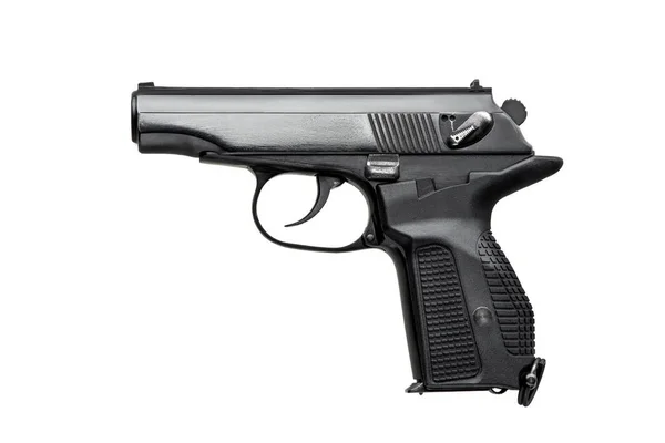 Zwarte Gun Pistool Geïsoleerd Witte Achtergrond — Stockfoto