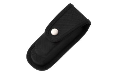 Beyaz arka plan üzerinde izole bir gümüş toka çakıyla için siyah durum