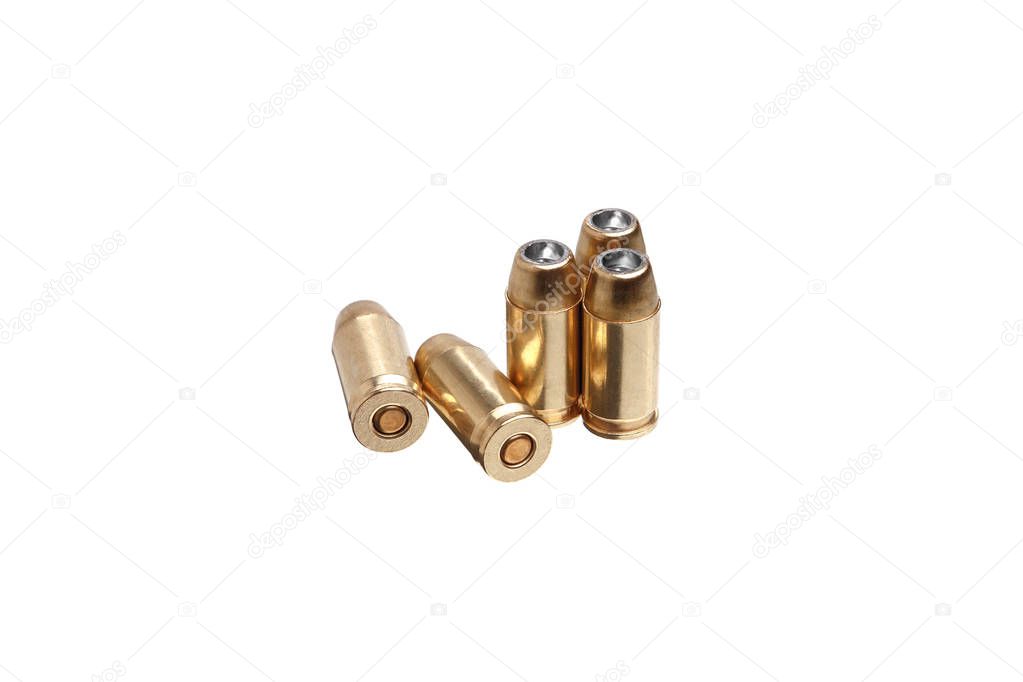 cartridges for a pistol isolated on white background