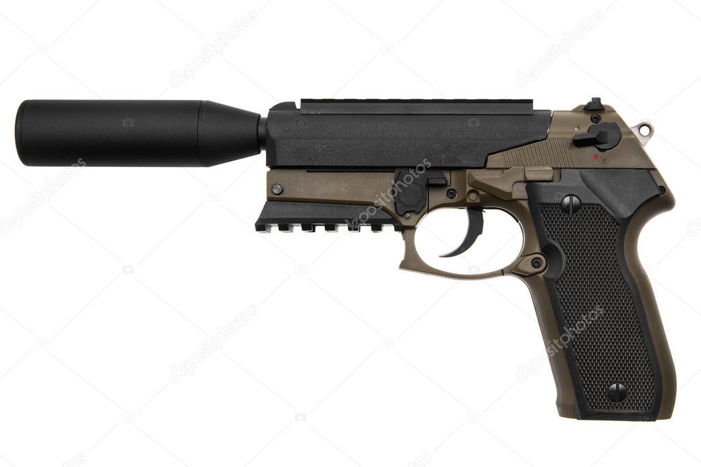 pneumatic pistol isolated on white background