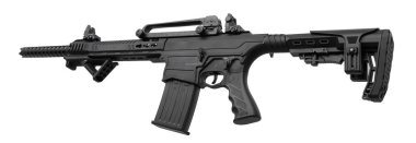 Beyaz arka plan üzerinde izole siyah otomatik av tüfeği