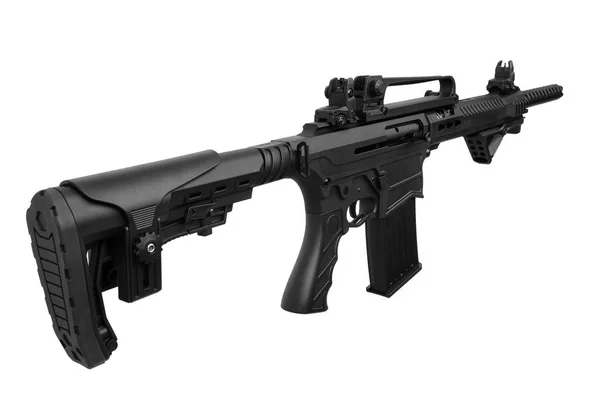 Zwarte Automatische Shotgun Geïsoleerd Witte Achtergrond — Stockfoto