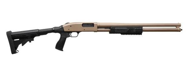Arma Brown Shotgun Isolado Fundo Branco — Fotografia de Stock