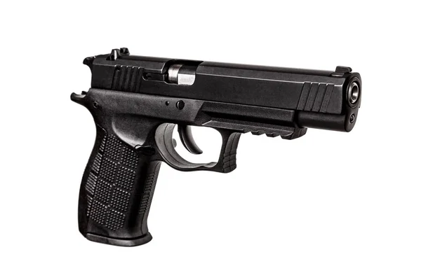 Svart Pistol Pistol Isolerade Vit Bakgrund — Stockfoto