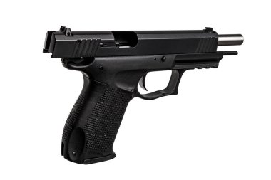 siyah silah tabanca üzerinde izole beyaz arka plan