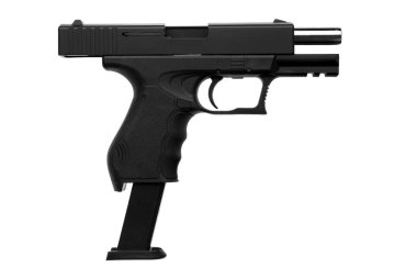 siyah silah tabanca üzerinde izole beyaz arka plan