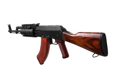 Beyaz arka plan üzerinde izole otomatik makineli tüfek 