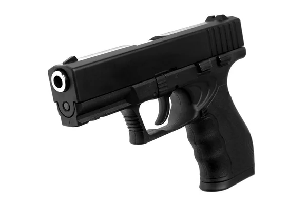 Svart Pistol Pistol Isolerade Vit Bakgrund — Stockfoto