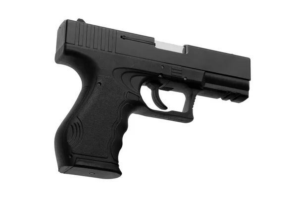 Svart Pistol Pistol Isolerade Vit Bakgrund — Stockfoto