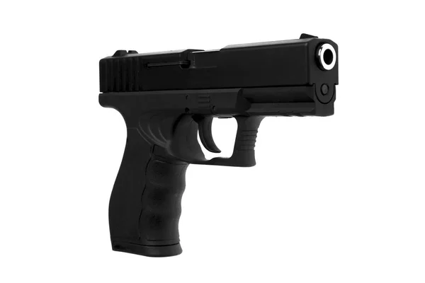 Pistola Arma Preta Isolada Fundo Branco — Fotografia de Stock