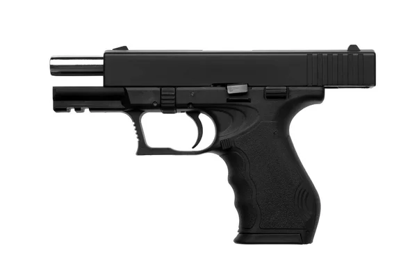 Svart Pistol Pistol Isolerade Vit Bakgrund — Stockfoto