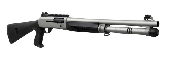 Zwart Zilveren Shotgun Geïsoleerd Witte Achtergrond — Stockfoto