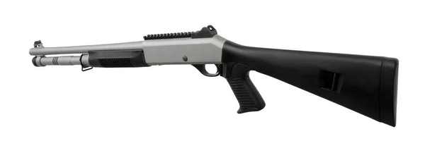 Zwart Zilveren Shotgun Geïsoleerd Witte Achtergrond — Stockfoto