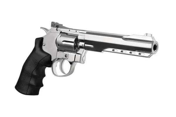 Zbraň Silver Pistole Izolované Bílém Pozadí — Stock fotografie