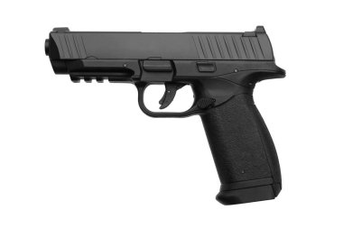 siyah silah tabanca üzerinde izole beyaz arka plan