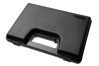 Siyah çantası silah tabanca üzerinde izole beyaz arka plan