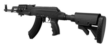 Beyaz arka plan üzerinde izole otomatik makineli tüfek 