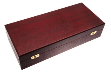 Beyaz arka plan üzerinde izole kahverengi ahşap tabut