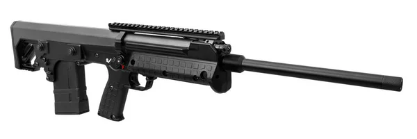 Zbraň Černý Moderní Rifle Izolovaných Bílém Pozadí — Stock fotografie