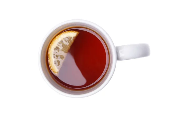 Ένα Φλιτζάνι Τσάι Λεμόνι Που Απομονώνονται Λευκό Φόντο — Φωτογραφία Αρχείου