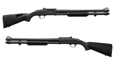 Silah. Beyaz arka plan üzerinde izole av tüfeği