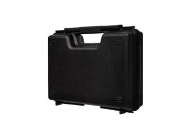 Beyaz arka plan için izole silahlar için siyah çantası