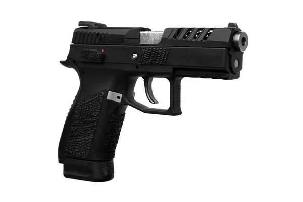 Svart Pistol Pistol Isolerade Vit Bakgrund — Stockfoto