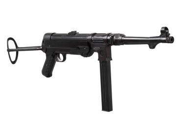 Beyaz arka plan üzerinde yalıtılmış bağbozumu makineli tüfek