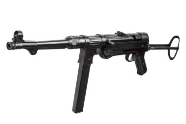 Beyaz arka plan üzerinde yalıtılmış bağbozumu makineli tüfek