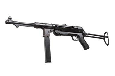 Beyaz arka plan üzerinde yalıtılmış bağbozumu makineli tüfek