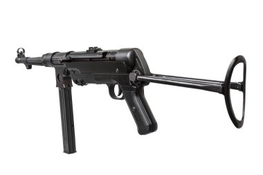 Beyaz arka plan üzerinde yalıtılmış bağbozumu makineli tüfek